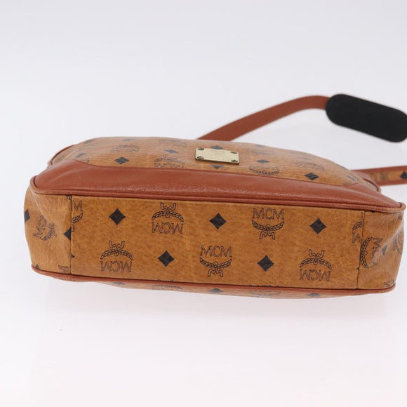 MCM Vicetos Shoulder Bag PVC Leather Brown Gold Tone Auth BA15292