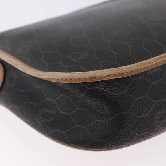 Christian Dior Honeycomb Shoulder Bag PVC Leather Black Gold Tone Auth BA15293