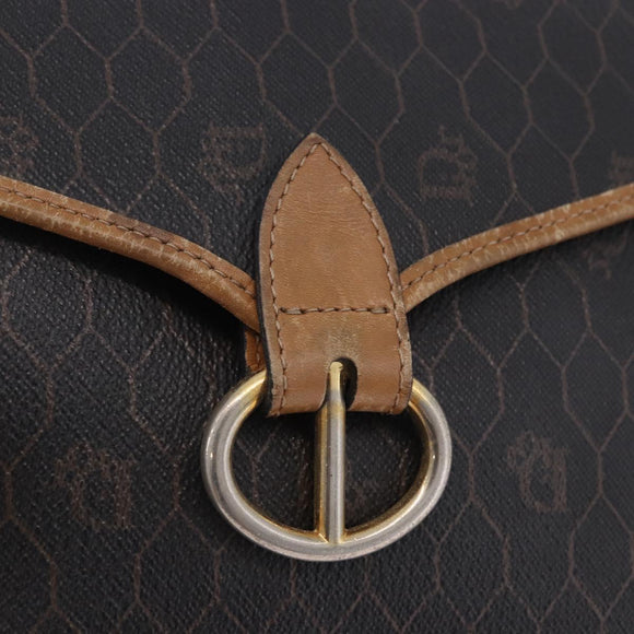 Christian Dior Honeycomb Shoulder Bag PVC Leather Black Gold Tone Auth BA15293