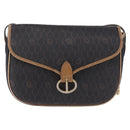 Christian Dior Honeycomb Shoulder Bag PVC Leather Black Gold Tone Auth BA15293-2
