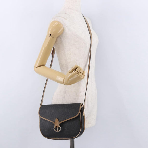 Christian Dior Honeycomb Shoulder Bag PVC Leather Black Gold Tone Auth BA15293