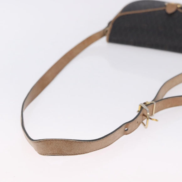 Christian Dior Honeycomb Shoulder Bag PVC Leather Black Gold Tone Auth BA15293