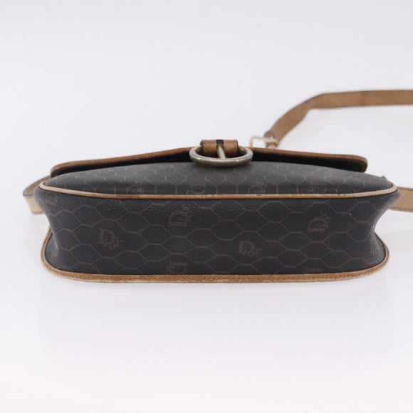 Christian Dior Honeycomb Shoulder Bag PVC Leather Black Gold Tone Auth BA15293