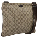 GUCCI GG Supreme Shoulder Bag PVC Leather Beige Gold Tone 201446 Auth BA15294-1