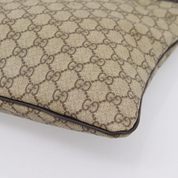 GUCCI GG Supreme Shoulder Bag PVC Leather Beige Gold Tone 201446 Auth BA15294