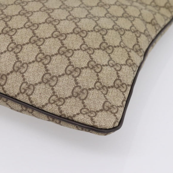 GUCCI GG Supreme Shoulder Bag PVC Leather Beige Gold Tone 201446 Auth BA15294