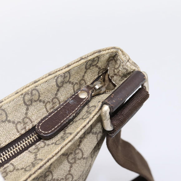 GUCCI GG Supreme Shoulder Bag PVC Leather Beige Gold Tone 201446 Auth BA15294