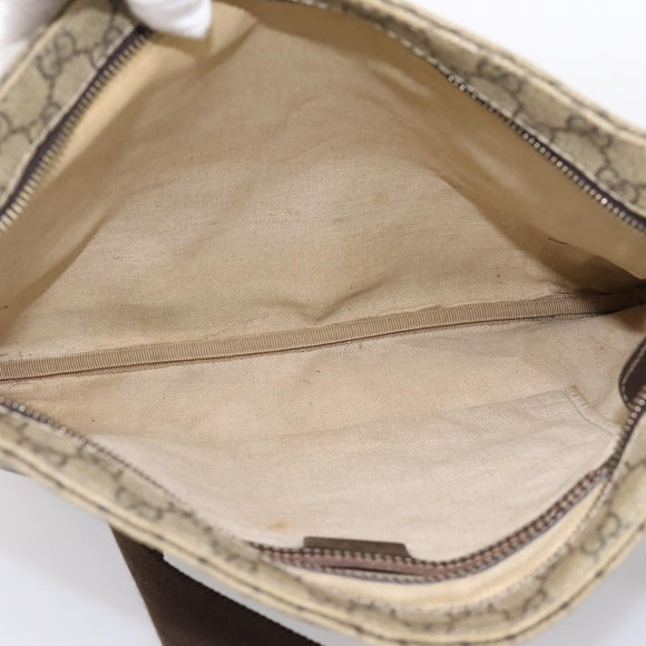GUCCI GG Supreme Shoulder Bag PVC Leather Beige Gold Tone 201446 Auth BA15294