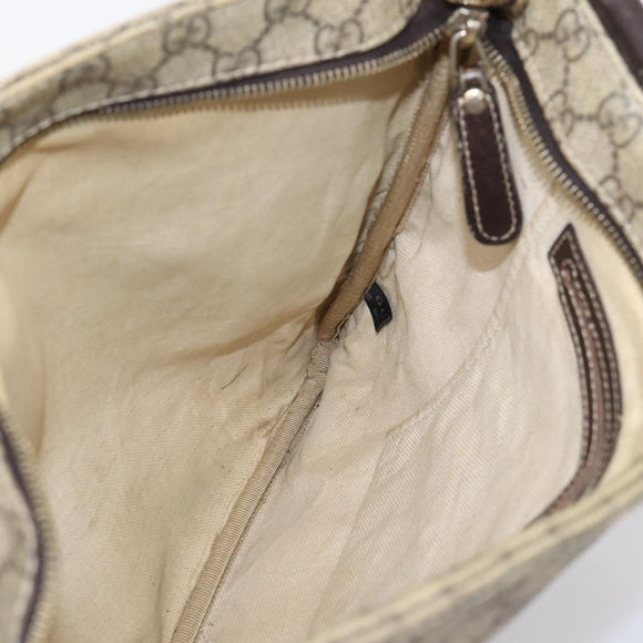GUCCI GG Supreme Shoulder Bag PVC Leather Beige Gold Tone 201446 Auth BA15294