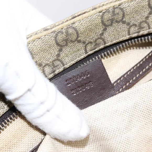 GUCCI GG Supreme Shoulder Bag PVC Leather Beige Gold Tone 201446 Auth BA15294