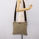 GUCCI GG Supreme Shoulder Bag PVC Leather Beige Gold Tone 201446 Auth BA15294-21