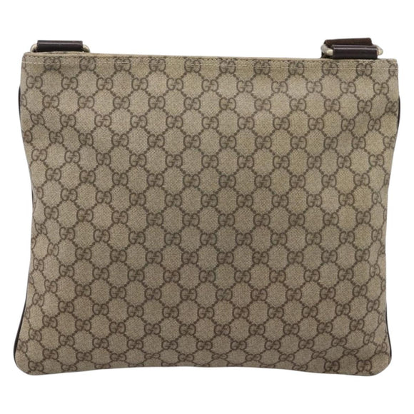 GUCCI GG Supreme Shoulder Bag PVC Leather Beige Gold Tone 201446 Auth BA15294