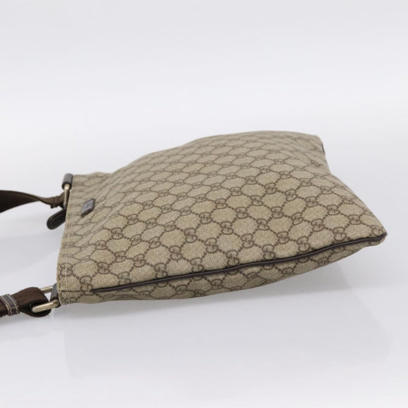 GUCCI GG Supreme Shoulder Bag PVC Leather Beige Gold Tone 201446 Auth BA15294