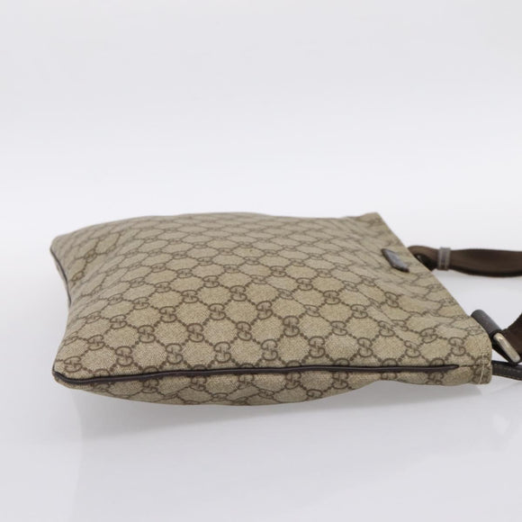 GUCCI GG Supreme Shoulder Bag PVC Leather Beige Gold Tone 201446 Auth BA15294