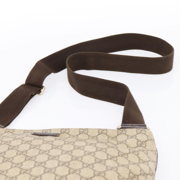 GUCCI GG Supreme Shoulder Bag PVC Leather Beige Gold Tone 201446 Auth BA15294