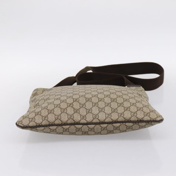 GUCCI GG Supreme Shoulder Bag PVC Leather Beige Gold Tone 201446 Auth BA15294