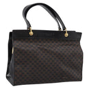 CELINE Macadam Hand Bag PVC Leather Black Gold Tone Auth BA15296-1