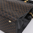 CELINE Macadam Hand Bag PVC Leather Black Gold Tone Auth BA15296-16
