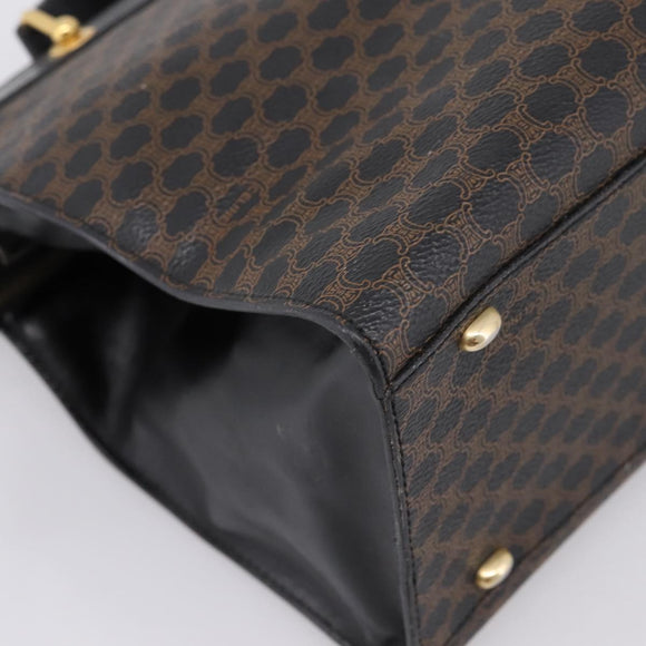 CELINE Macadam Hand Bag PVC Leather Black Gold Tone Auth BA15296