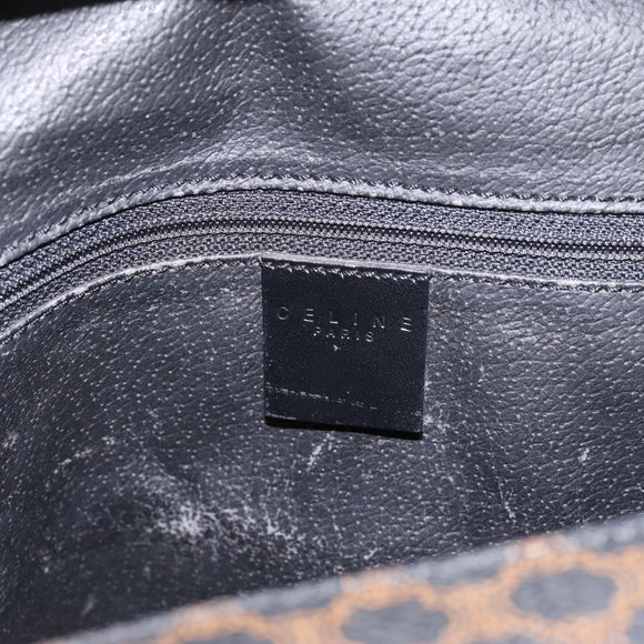CELINE Macadam Hand Bag PVC Leather Black Gold Tone Auth BA15296