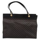 CELINE Macadam Hand Bag PVC Leather Black Gold Tone Auth BA15296-13