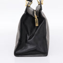CELINE Macadam Hand Bag PVC Leather Black Gold Tone Auth BA15296-3