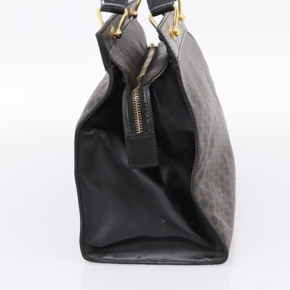 CELINE Macadam Hand Bag PVC Leather Black Gold Tone Auth BA15296
