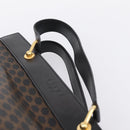 CELINE Macadam Hand Bag PVC Leather Black Gold Tone Auth BA15296-14