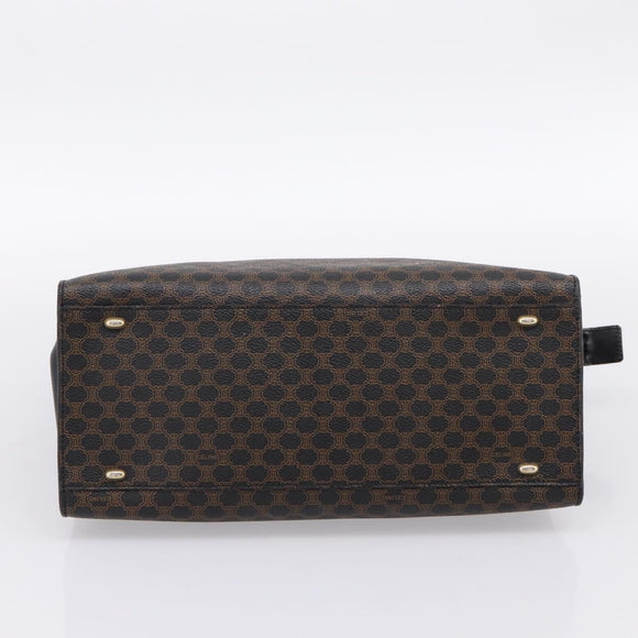 CELINE Macadam Hand Bag PVC Leather Black Gold Tone Auth BA15296