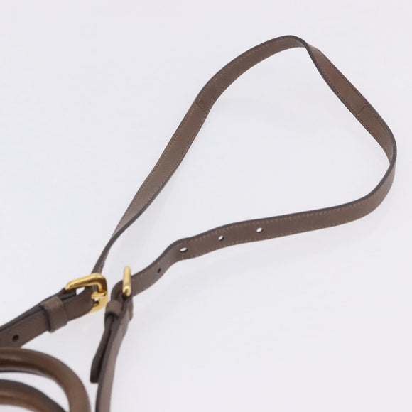 PRADA Hand Bag Leather 2way Brown Gold Tone Auth BA15297