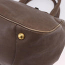 PRADA Hand Bag Leather 2way Brown Gold Tone Auth BA15297-17