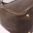PRADA Hand Bag Leather 2way Brown Gold Tone Auth BA15297-18