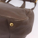 PRADA Hand Bag Leather 2way Brown Gold Tone Auth BA15297-19