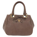 PRADA Hand Bag Leather 2way Brown Gold Tone Auth BA15297-13