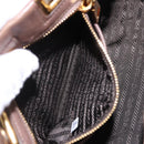 PRADA Hand Bag Leather 2way Brown Gold Tone Auth BA15297-25