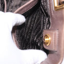 PRADA Hand Bag Leather 2way Brown Gold Tone Auth BA15297-26