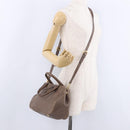 PRADA Hand Bag Leather 2way Brown Gold Tone Auth BA15297-27