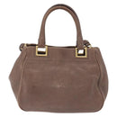 PRADA Hand Bag Leather 2way Brown Gold Tone Auth BA15297-2