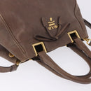 PRADA Hand Bag Leather 2way Brown Gold Tone Auth BA15297-7