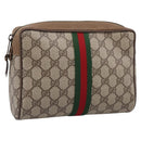 GUCCI GG Supreme Web Sherry Line Clutch Bag PVC Beige 89 01 012 Auth BA15298-1