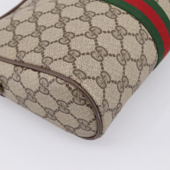 GUCCI GG Supreme Web Sherry Line Clutch Bag PVC Beige 89 01 012 Auth BA15298
