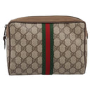 GUCCI GG Supreme Web Sherry Line Clutch Bag PVC Beige 89 01 012 Auth BA15298-13