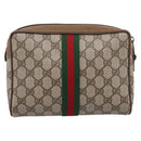 GUCCI GG Supreme Web Sherry Line Clutch Bag PVC Beige 89 01 012 Auth BA15298-2