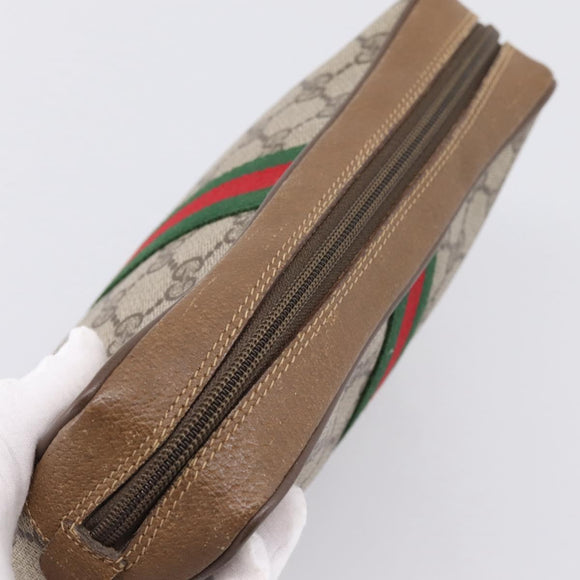 GUCCI GG Supreme Web Sherry Line Clutch Bag PVC Beige 89 01 012 Auth BA15298