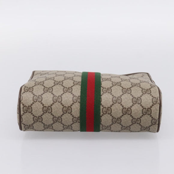 GUCCI GG Supreme Web Sherry Line Clutch Bag PVC Beige 89 01 012 Auth BA15298