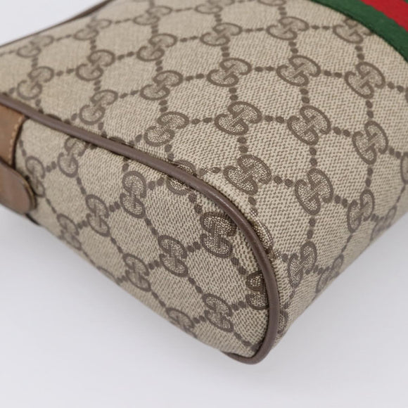 GUCCI GG Supreme Web Sherry Line Clutch Bag PVC Beige 89 01 012 Auth BA15298