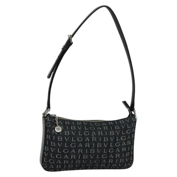 BVLGARI Logo mania Shoulder Bag Canvas Black Auth BA153