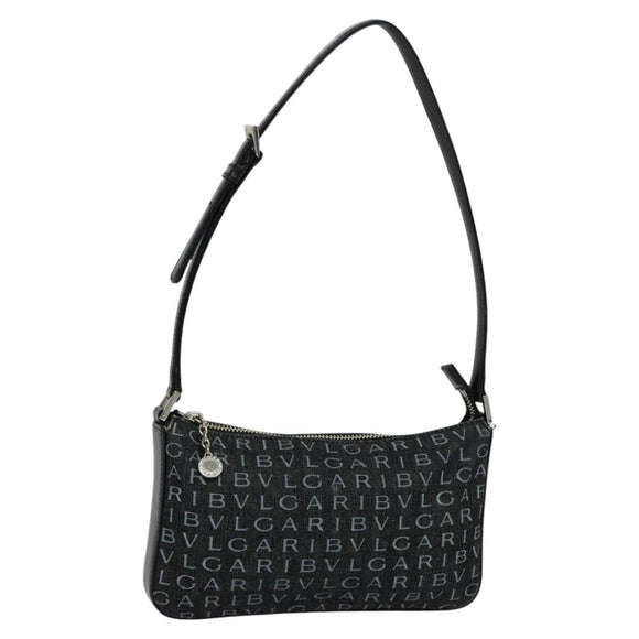 BVLGARI Logo mania Shoulder Bag Canvas Black Auth BA153