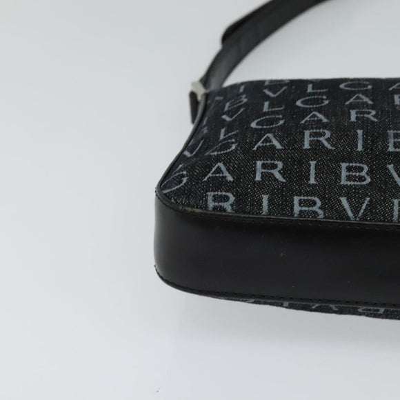 BVLGARI Logo mania Shoulder Bag Canvas Black Auth BA153