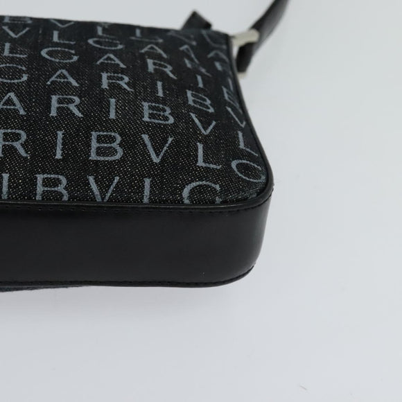 BVLGARI Logo mania Shoulder Bag Canvas Black Auth BA153